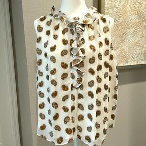 Ann Taylor ruffle detail sleeveless top Sz M